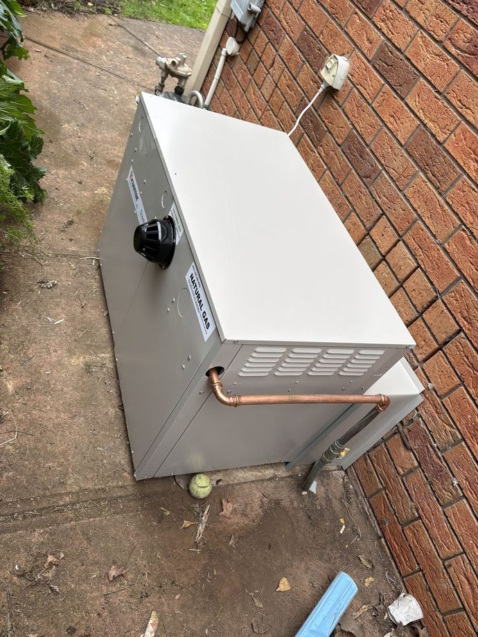 Ducted gas heater on a side path, piped in with copper